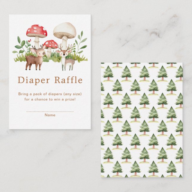 Woodland Deer Baby Shower Diaper Raffle Enclosure Card (Front/Back)
