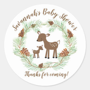 Woodland Deer Baby Shower Favour Stickers