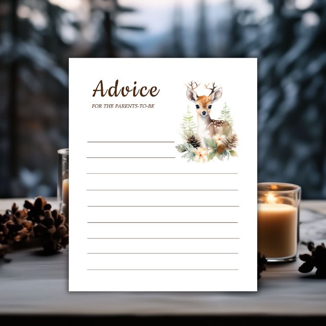 Woodland Deer Baby Shower Game Advice For Parents (Winter Deer Baby Shower Game Advice For Parents)