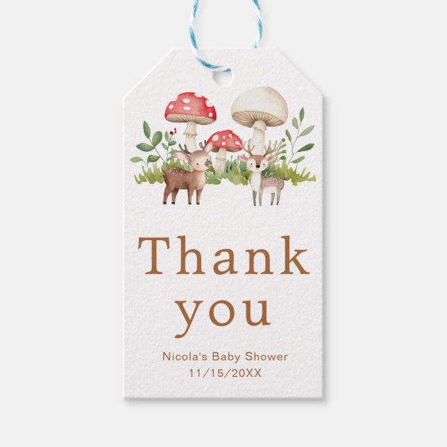 Woodland Deer Baby Shower Gift Tags (Front)