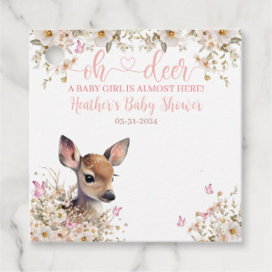 Woodland Deer Baby Shower Girl Favour Tags