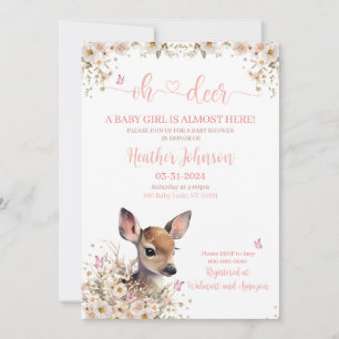 Woodland Deer Baby Shower Girl Invitation