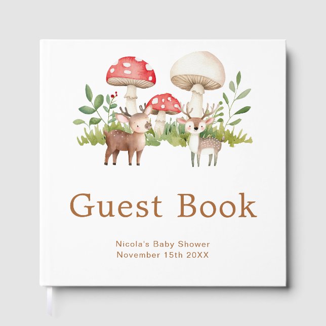 Woodland Deer Baby Shower Guest Book (Front)
