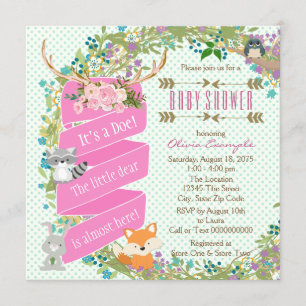 Woodland Deer Baby Shower Invitation