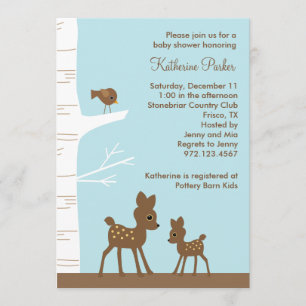 Woodland Deer Baby Shower Invitations