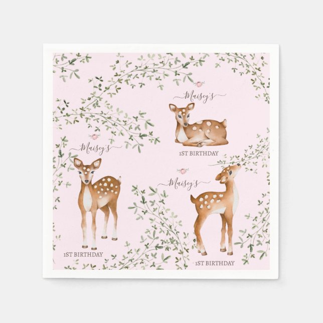 Woodland Deer Baby Shower Napkin (Front)