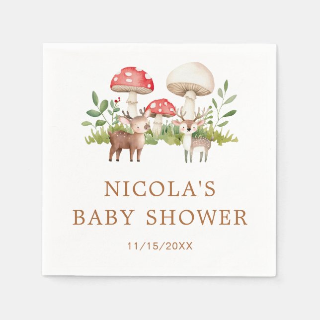 Woodland Deer Baby Shower Napkin (Front)