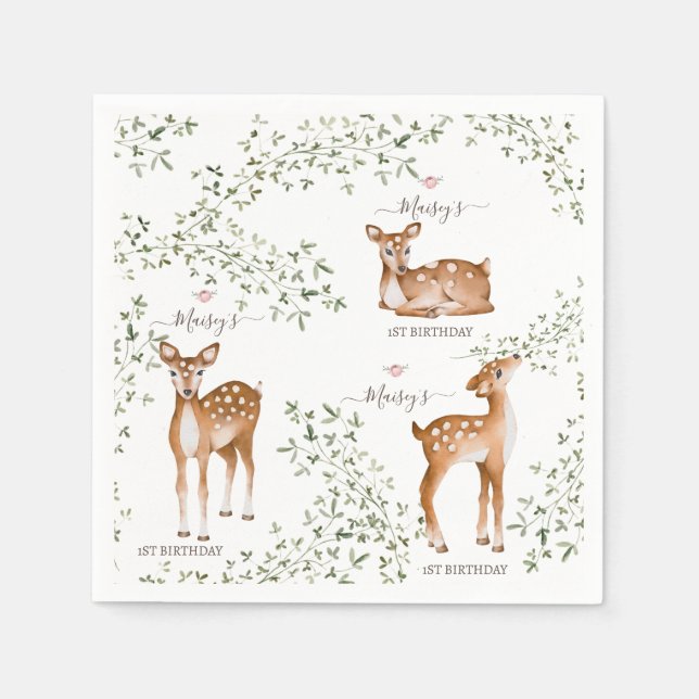 Woodland Deer Baby Shower Napkin (Front)