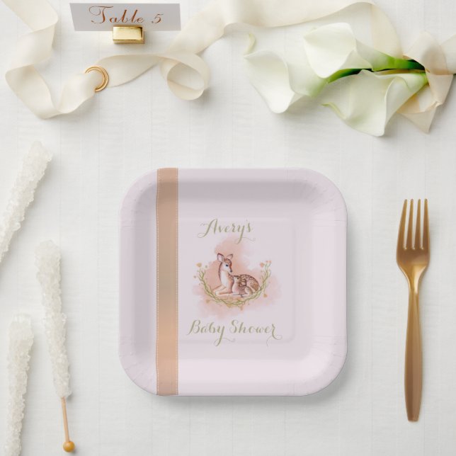 Woodland Deer Baby Shower Paper Plate (Wedding)