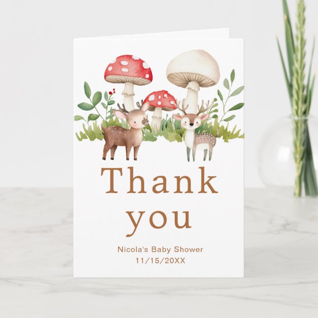 Woodland Deer Baby Shower Thank You Card (Front)
