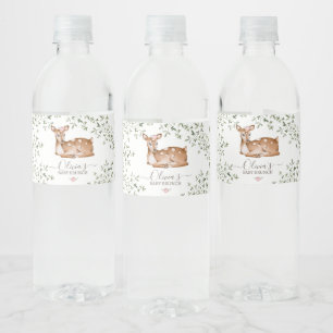 Woodland Deer Baby Shower Water Bottle Label