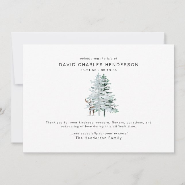 Woodland Deer Bereavement Funeral Thank You (Front)