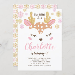 Woodland, Deer Birthday Invitation