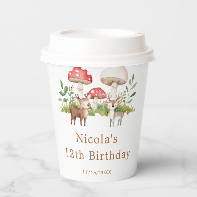 Woodland Deer Birthday Party Paper Cups (Front)