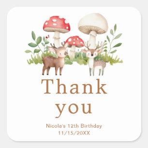 Woodland Deer Birthday Party Square Sticker
