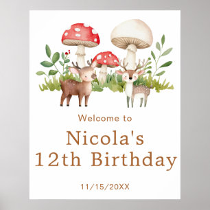 Woodland Deer Birthday Party Welcome Poster