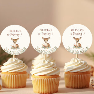 Woodland Deer Birthday   Rustic Forest  Classic Round Sticker