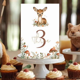 Woodland Deer Birthday Rustic  Table Number