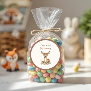 Woodland Deer Birthday Rustic Thanks for Coming Classic Round Sticker