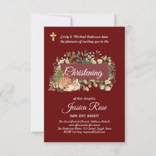 Woodland Deer Christening Invites Baptism 