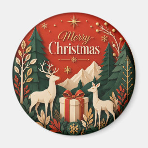 Woodland Deer Christmas Gift Magnet