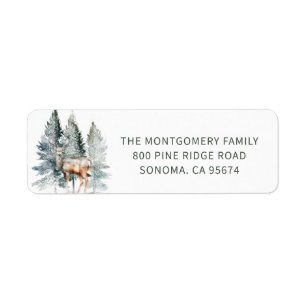 Woodland Deer Christmas Return Address Label