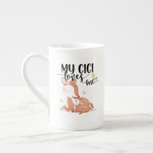 Woodland Deer Doe and Baby Fawn My Gigi Loves Me Bone China Mug