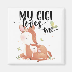 Woodland Deer Doe and Baby Fawn My Gigi Loves Me Magnet