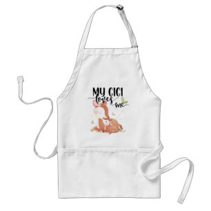 Woodland Deer Doe and Baby Fawn My Gigi Loves Me Standard Apron