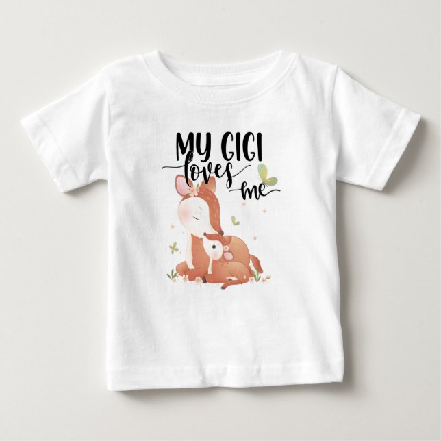 Woodland Deer Doe and Baby Fawn My Gigi Loves Me T-Shirt (Front)