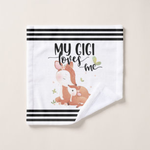 Woodland Deer Doe and Baby Fawn My Gigi Loves Me Wash Cloth