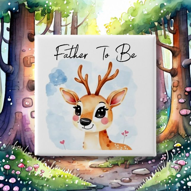 Woodland Deer Father To Be Baby Shower 15 Cm Square Badge (Creator Uploaded)