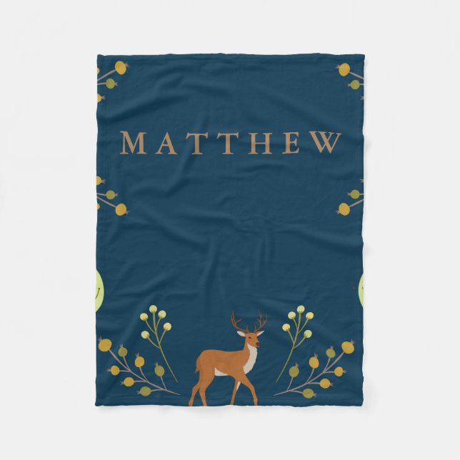 Woodland Deer Fleece Blanket (Front)