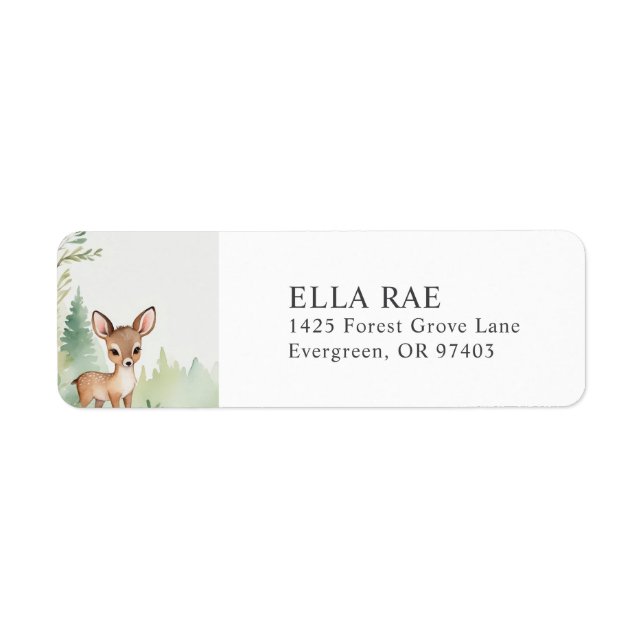 Woodland Deer Forest Baby Shower Return Address  Label (Front)