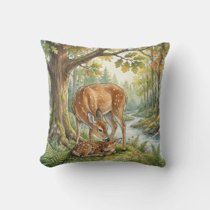 Woodland Deer Mama & Baby Kids Cushion