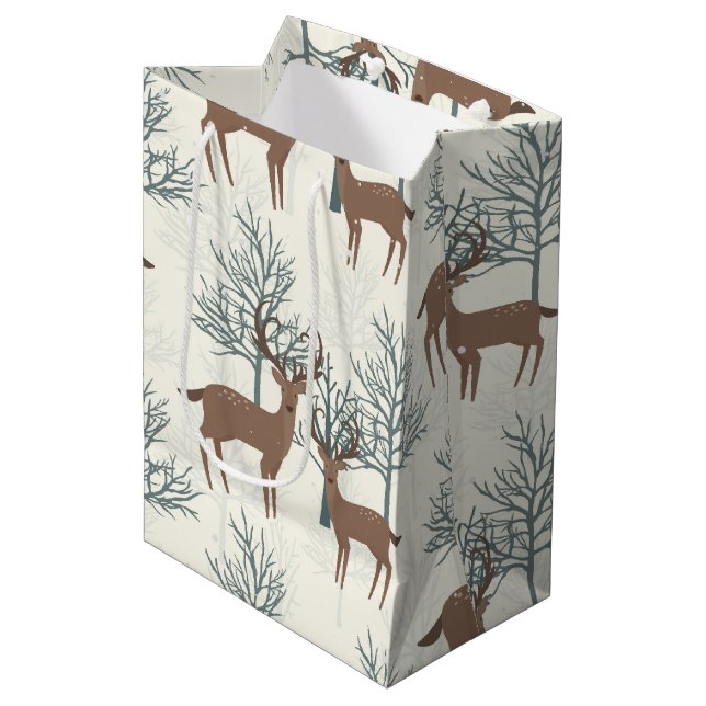 Woodland Deer Medium Gift Bag (Front Angled)