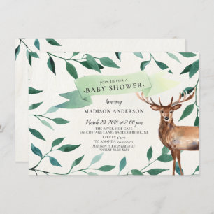 Woodland Deer Neutral Baby Shower Invitation