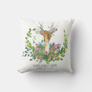 Woodland Deer Personalised Pillow - Floral Boho