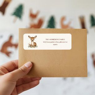 Woodland Deer   Rustic Forest Animals Return Address Label