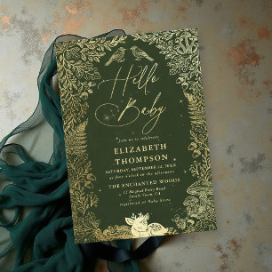 Woodland Deer Storybook Fairy Hello Baby Shower Invitation