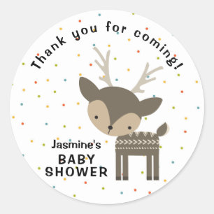 Woodland deer thank you for coming favour classic round sticker