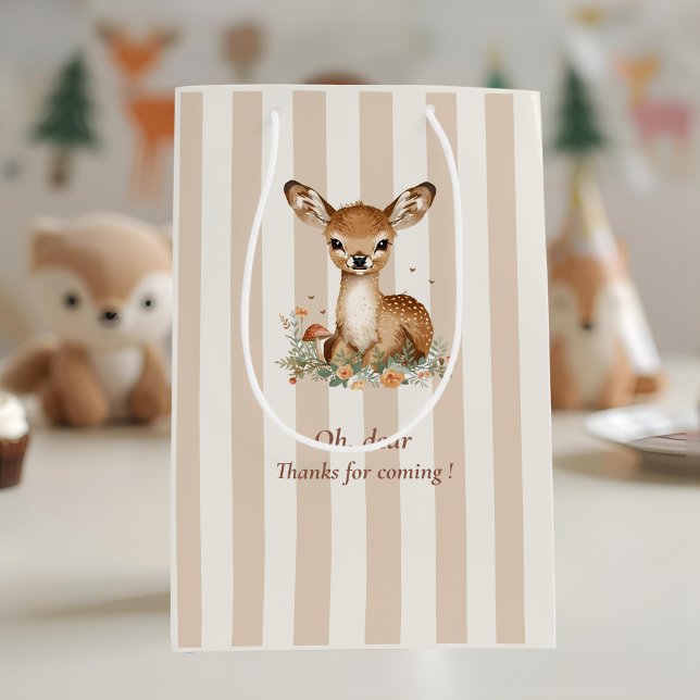 Woodland Deer Thank You Rustic Forest Medium Gift Bag (Creator Uploaded)