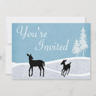 Woodland Deer Winter Baby Shower Invitation