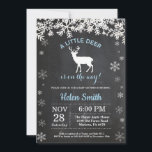 Woodland Deer Winter Boy Baby Shower Invitation<br><div class="desc">Woodland Deer Winter Boy Baby Shower Invitation. White Snowflake. Boy Baby Shower Invitation. Blue Winter Holiday Baby Shower Invite. Chalkboard Background. Black and White. For further customisation,  please click the "Customise it" button and use our design tool to modify this template.</div>