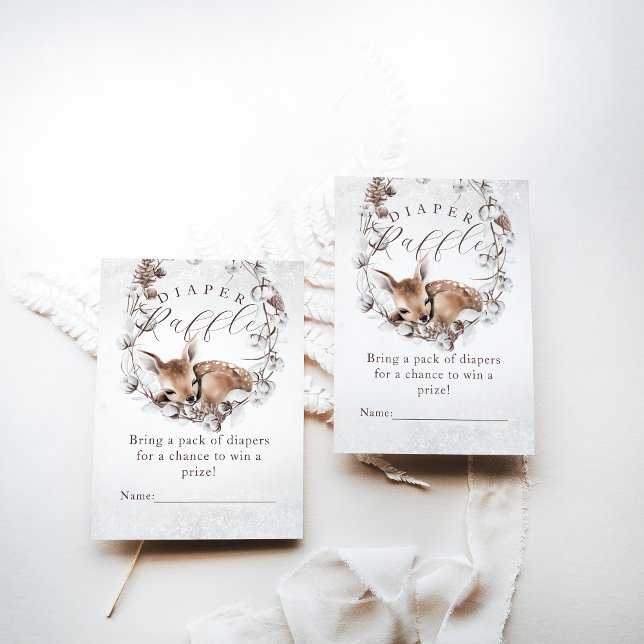 Woodland Deer Winter Diaper Raffle Baby Shower Enclosure Card (Creator Uploaded)