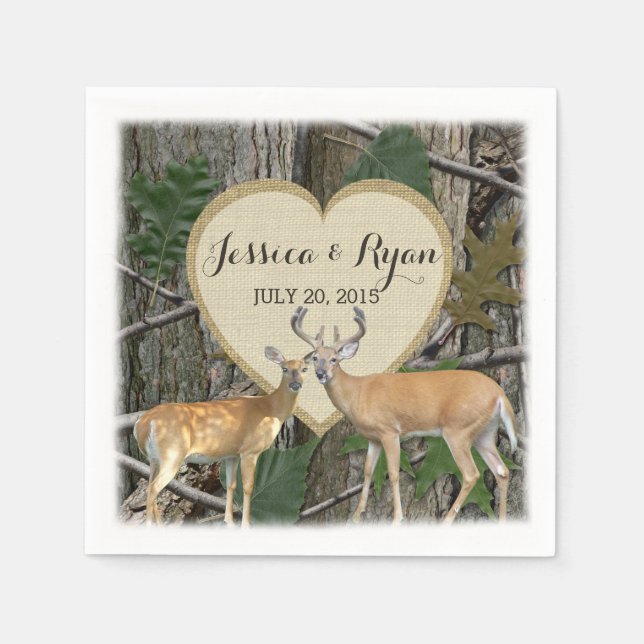 Woodland Deer with Heart Napkin (Front)