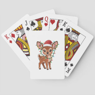 Woodland Deer Wrapped in Christmas Lights Playing Cards