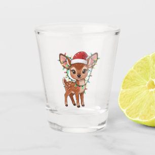 Woodland Deer Wrapped in Christmas Lights Shot Glass