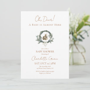 Woodland Deer Wreath Baby Shower Invitation