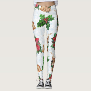 Woodland Deers In Watercolor Christmas Leggings
